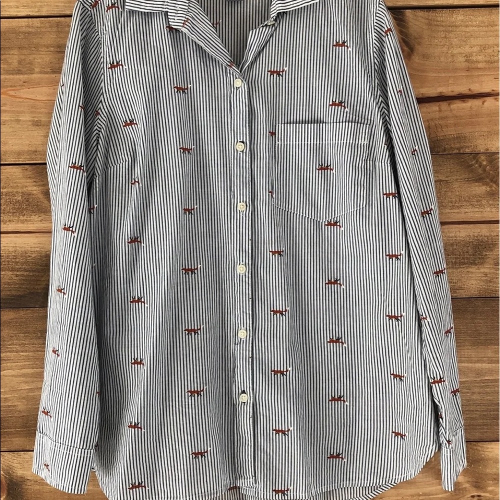Striped Button Down with Foxes